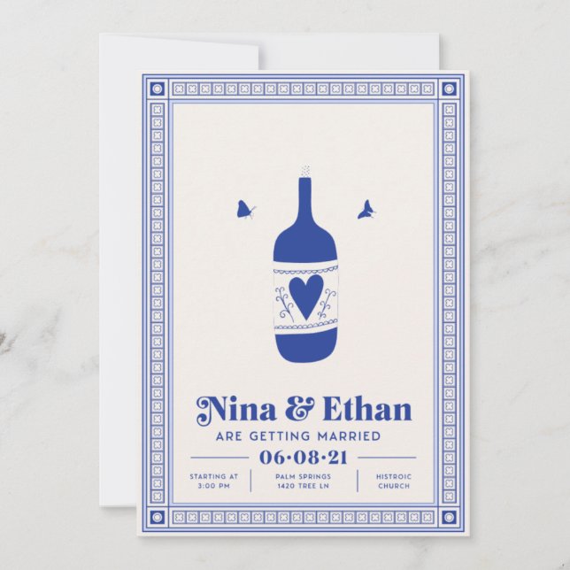 Blue Minimal Wedding Invitation | Elegant & Simple (Front)