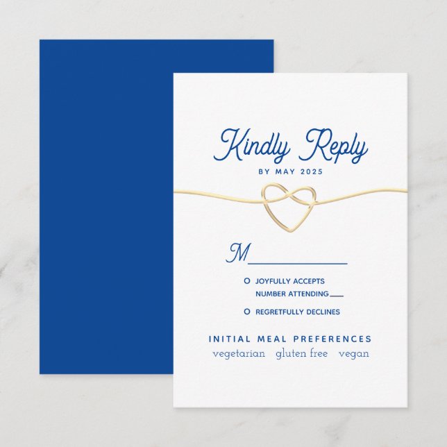 Blue Minimal Wedding RSVP Card (Front/Back)
