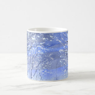 Blue Minimal Winter Forest Watercolor Illustration Coffee Mug