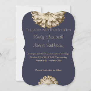 Blue Minimal with Gold Daisy Inspired Wedding Save The Date