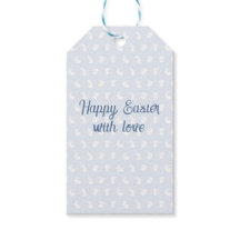 Blue Minimalist Bunny Happy Easter with Love 