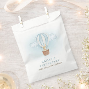 Blue Minimalist Bunny Hot Air Balloon Baby Shower Favour Bags