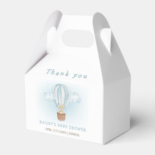 Blue Minimalist Bunny Hot Air Balloon Baby Shower  Favour Box