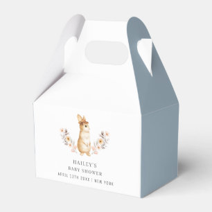 Blue Minimalist Bunny Wildflower Baby Shower Favour Box