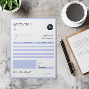 Blue Minimalist Business Quotation Invoice Forms Notepad