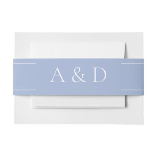 Blue Minimalist Classic Wedding Invitation Belly Band