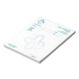 Blue Minimalist Custom Medical Prescription RX  Notepad