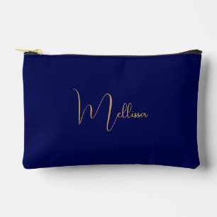 Blue minimalist custom name accessory pouch