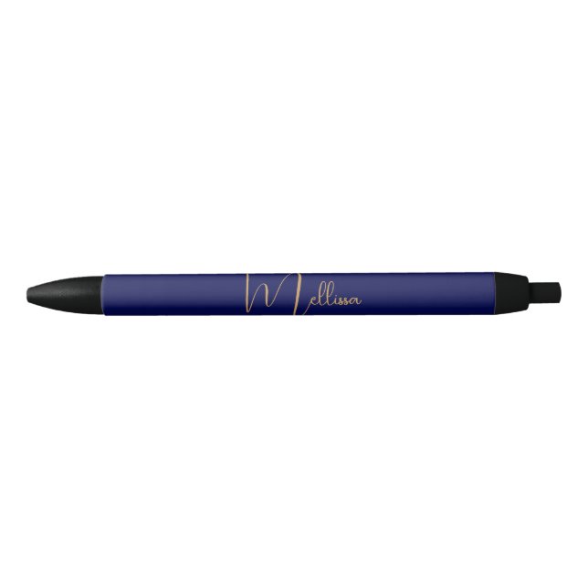 Blue minimalist custom name  black ink pen (Front)