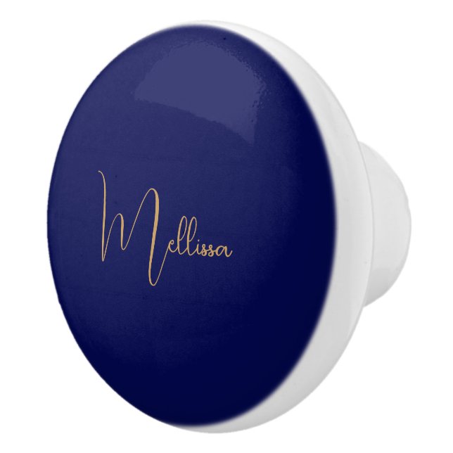 Blue minimalist custom name  ceramic knob (Right)