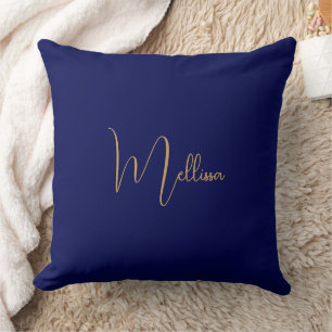 Blue minimalist custom name cushion