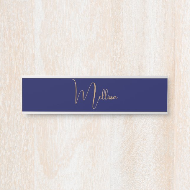 Blue minimalist custom name  door sign (Front)