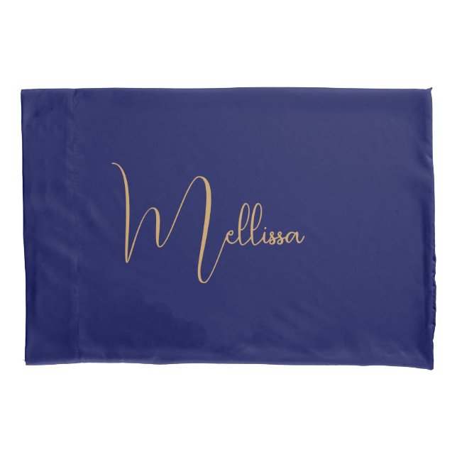 Blue minimalist custom name  pillowcase (Front)