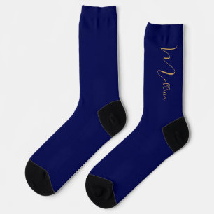 Blue minimalist custom name  socks