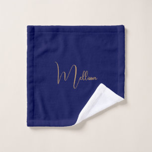 Blue minimalist custom name wash cloth