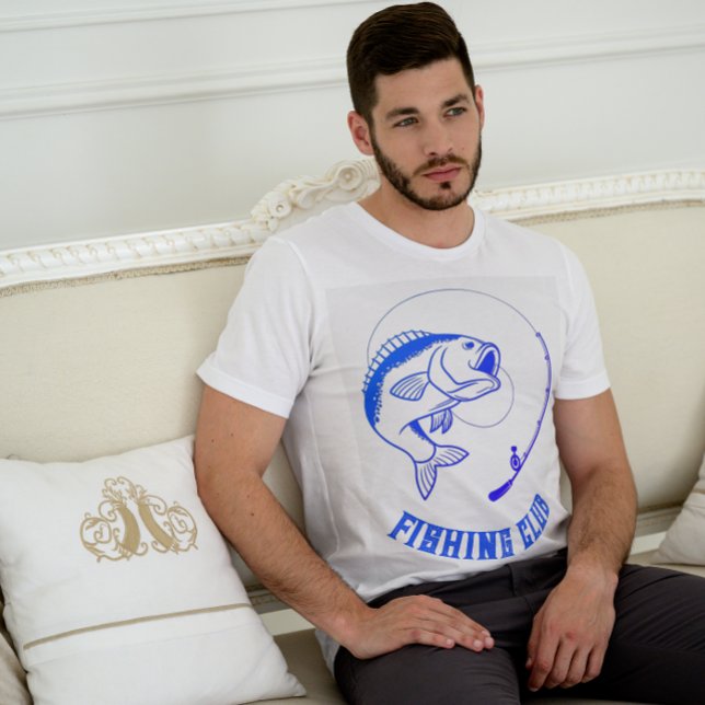 Blue Minimalist Fishing Club T-Shirt (Creator Uploaded)