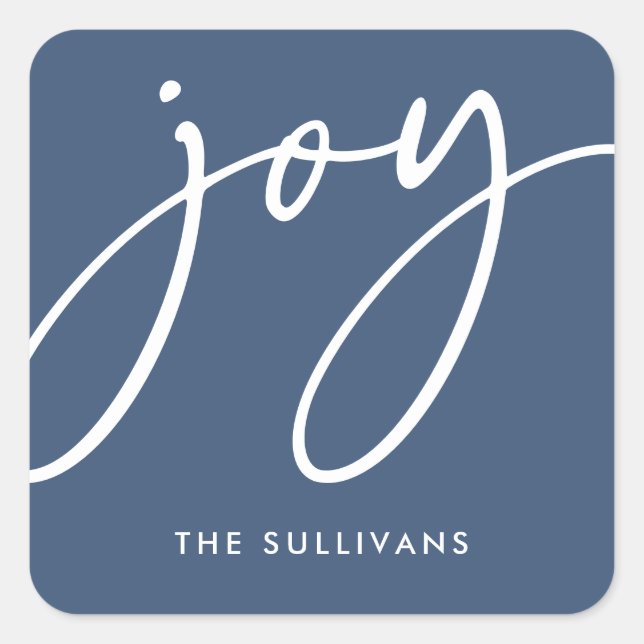 Blue Minimalist Joy Holiday Sticker (Front)