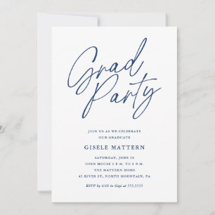 Blue Minimalist Modern Graduation Party Invitation