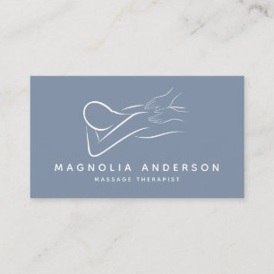 Blue Minimalist Modern Massage Therapist Business Card