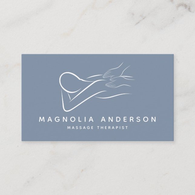 Blue Minimalist Modern | Massage Therapist  Business Card (Front)