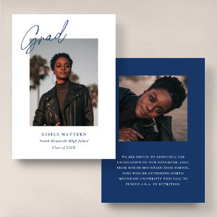 Blue Minimalist Modern Photo Graduation Announcement