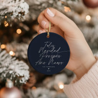 Blue Minimalist Modern Script Feliz Navidad