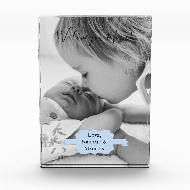 Blue Minimalist Mother's Day Photo Block (Front)