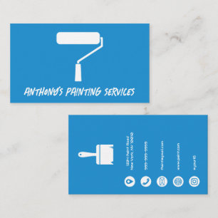 Blue Minimalist Painting Services Business Card