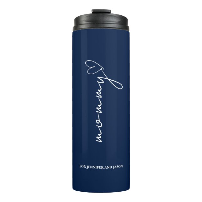 Blue Minimalist Personalised Gift for Mum Thermal Tumbler (Front)