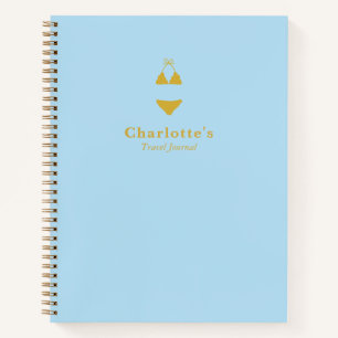 Blue Minimalist Personalized Travel Notebook