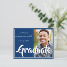 Blue Minimalist Photo Graduation Announcement