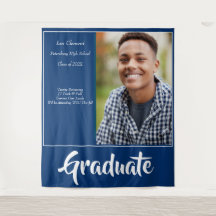 Blue Minimalist Photo Graduation Announcement