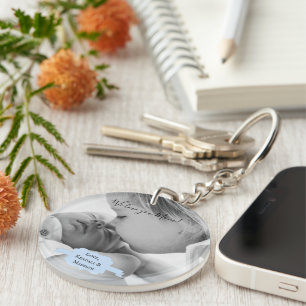 Blue Minimalist Photo Mother's Day Keychain