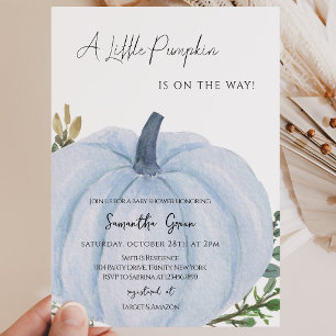 Blue Minimalist Pumpkin Baby Shower Invitation