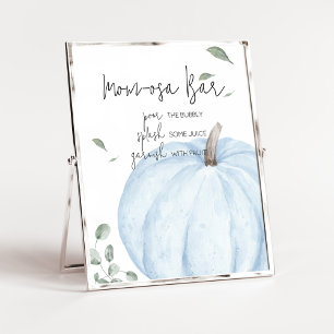 Blue Minimalist Pumpkin Baby Shower Mum Osa Bar Poster