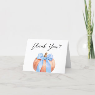 Blue Minimalist Pumpkin Baby Shower  Thank You Card