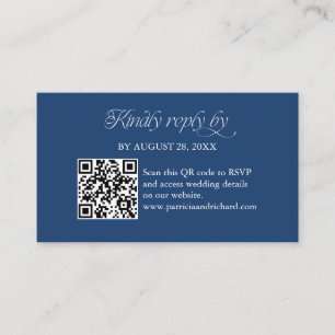 Blue Minimalist QR Code RSVP Scan to Reply Enclosure Card