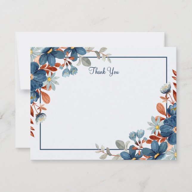 Blue minimalist thank you  card (Front)