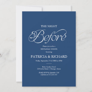 Blue Minimalist The Night Before Rehearsal Dinner Invitation