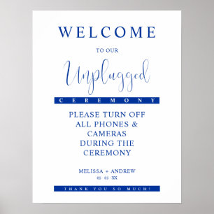 Blue Minimalist Unplugged Wedding Sign