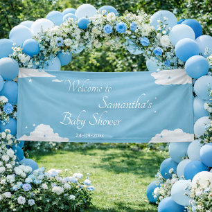 Blue Minimalistic rustic baby boy baby shower  Banner