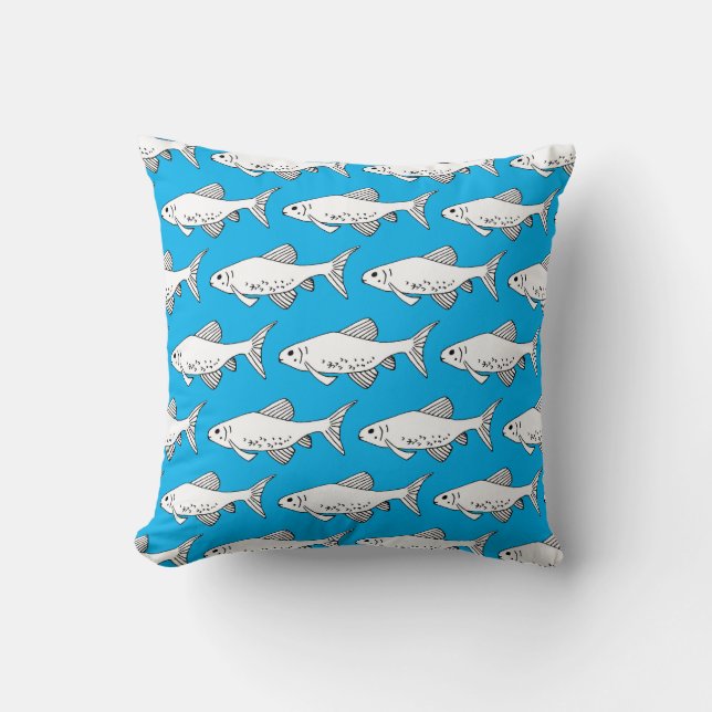 Blue Minnow Pattern Fish Cushion (Front)