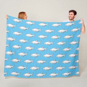 Blue Minnow Pattern Fish Fleece Blanket