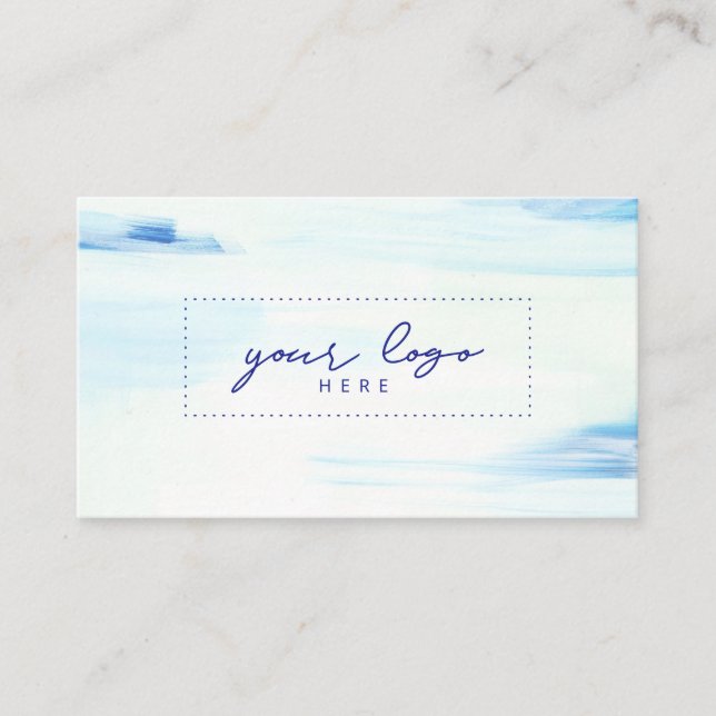 Blue & Mint Abstract Art Logo Business Card (Front)