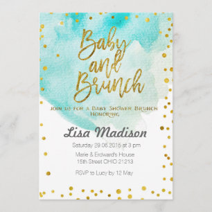 Blue Mint Baby Shower Brunch Invitation