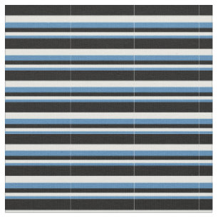Blue, Mint Cream & Black Coloured Striped Pattern Fabric