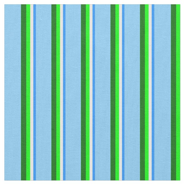 Blue, Mint Cream, Lime, Dark Green, Light Sky Blue Fabric (Close Up)