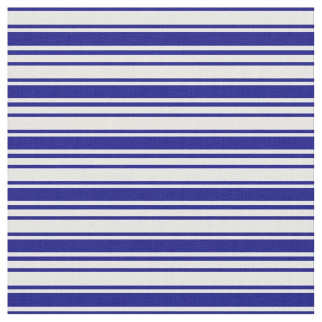 Blue & Mint Cream Striped Pattern Fabric (Close Up)