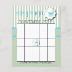 Blue & Mint Green  Baby Buggy Shower - Bingo Flyer