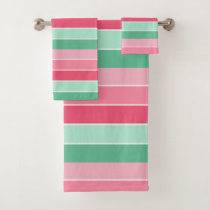 Blue Mint Green Pink Pastel Colours Template Bath Towel Set